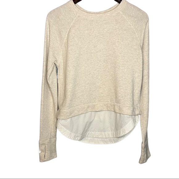 Athleta Heather Cream and White Roamer Zip Back Layered Sweatshirt XS - Picture 2 of 11